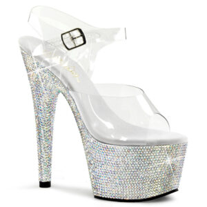 Zapatilla Pleaser Bejeweled Plata con Piedras - Image 1