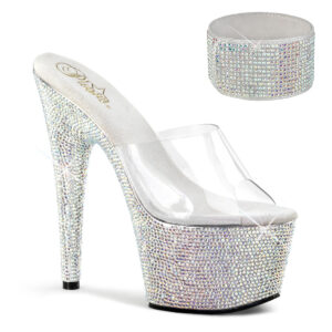 Zapatilla Pleaser Bejeweled Plata con Pulsera - Image 1